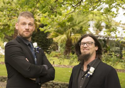 groom & groomsman outdoors in native bush setting