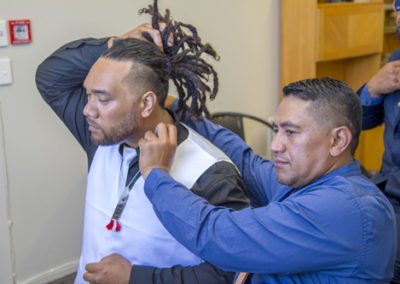 Tokelauan groom and groomsmen at home getting ready for wedding