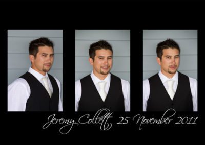 black framed triptych of handsome groom