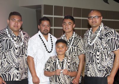 Samoan groom & groomsmen waiting expectantly before bride arrives