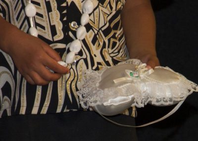 Samoan wedding, closeup of cushion with wedding rings