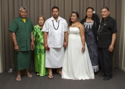 bride & groom with both sets of parents