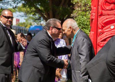 Maori wedding Waiwhetu marae hongi with elder