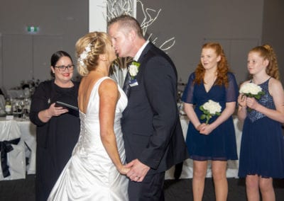 Dowse Art Gallery bride & groom first kiss
