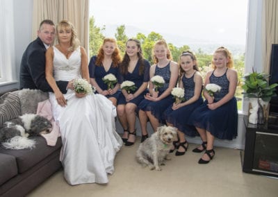 Bride & groom & daughters